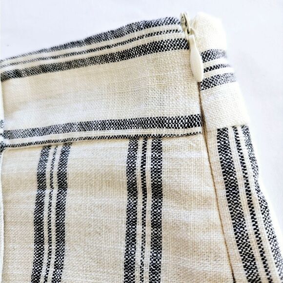 NWT Zara Cotton Linen Look Striped Ecru Button-Front High Waist Skort Skirt L - Picture 10 of 13